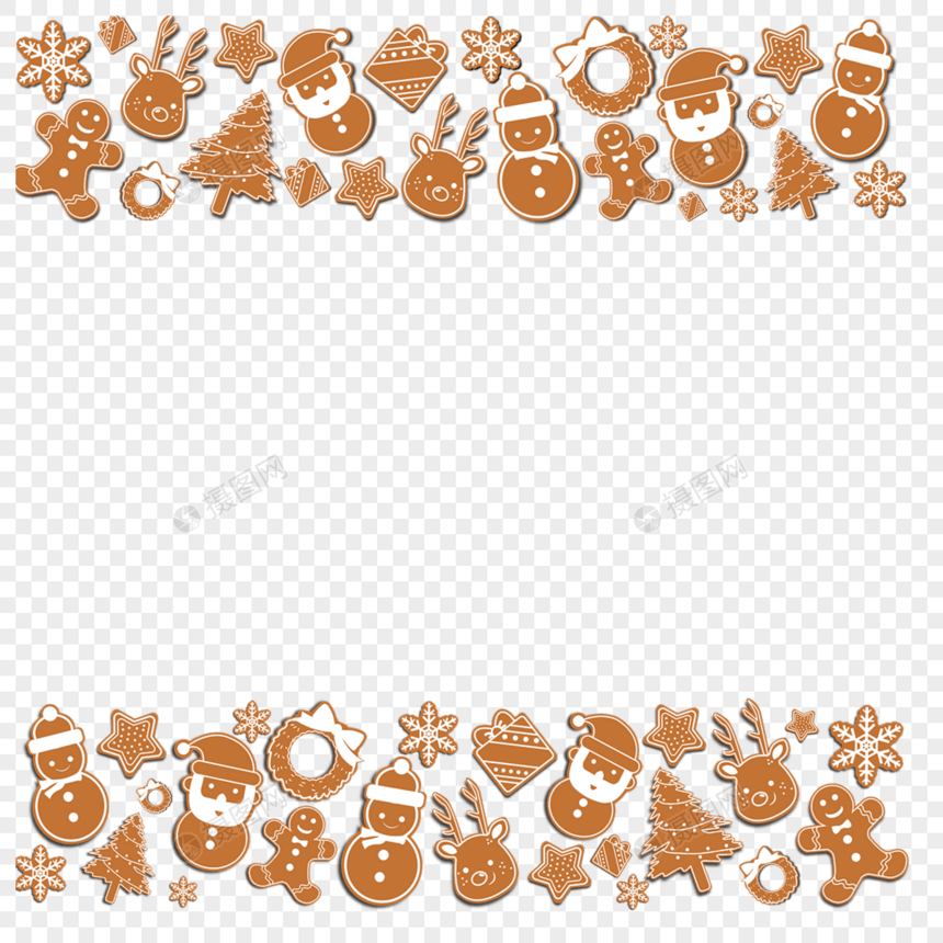 黄色姜饼人圣诞边框图片