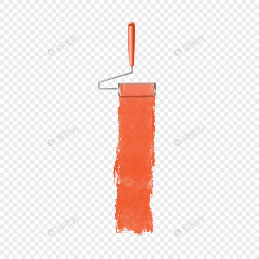 彩色油漆辊刷橙色涂鸦图片