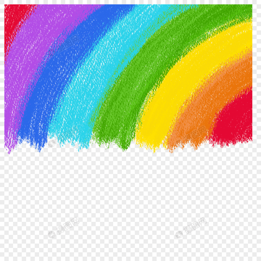 渐变水彩彩虹蜡笔创意边框图片