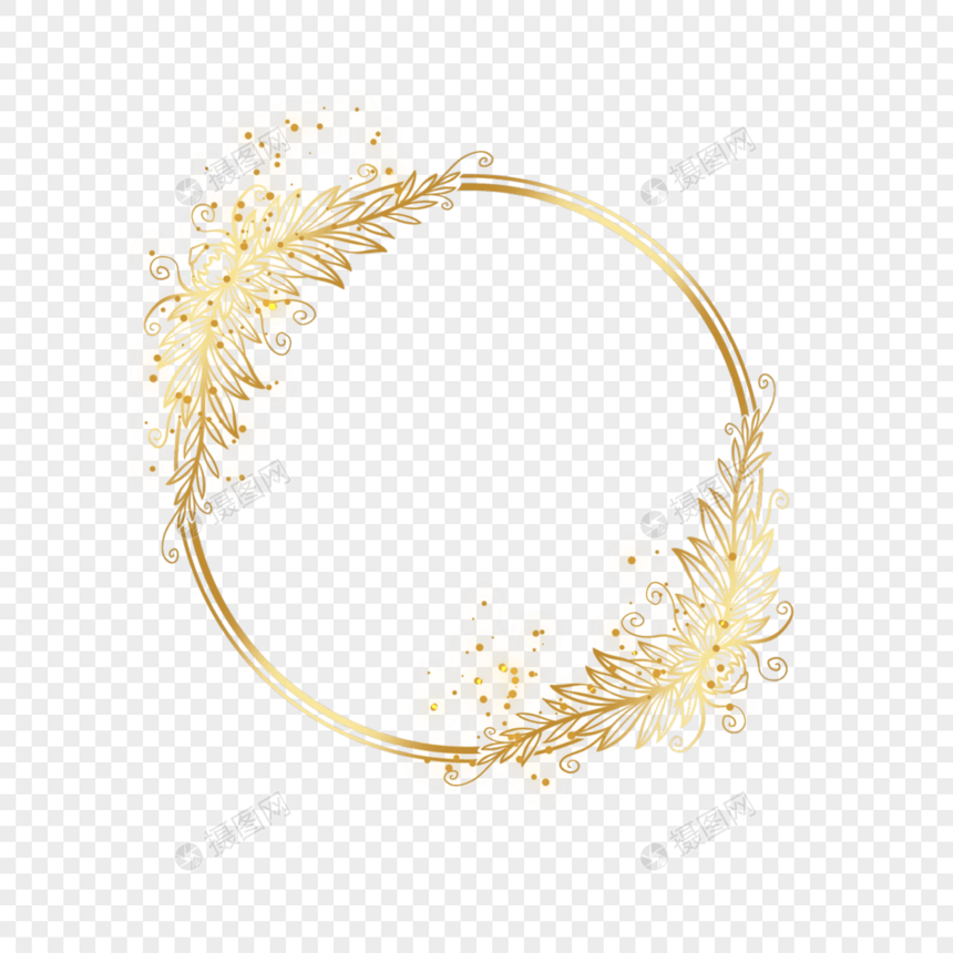 抽象金色质感花卉边框图片