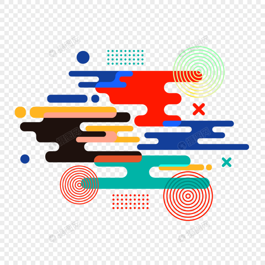 抽象线条圆圈现代多色几何渐变边框图片