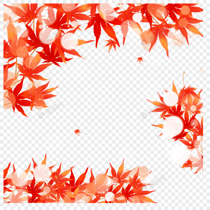 秋季光效叶子边框装饰红色图片