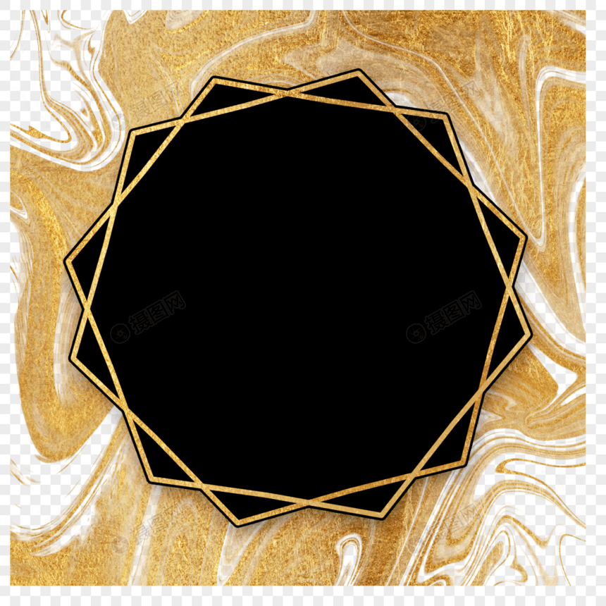 金色渐变流体抽象黑色多边形边框图片