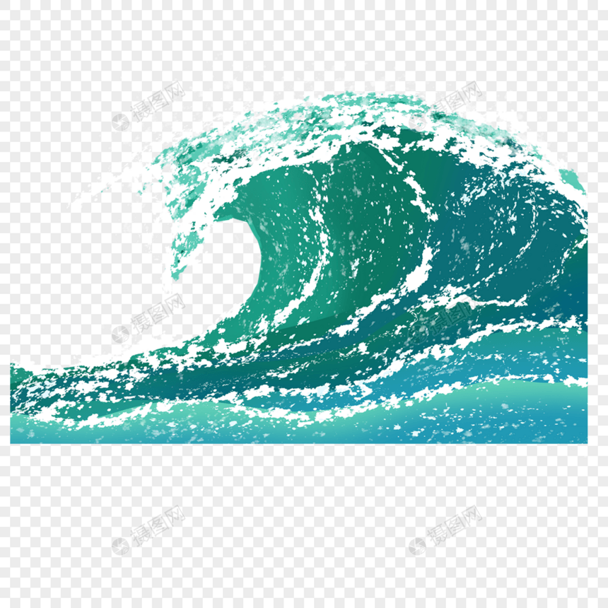 抽象水彩海浪蓝绿色图片