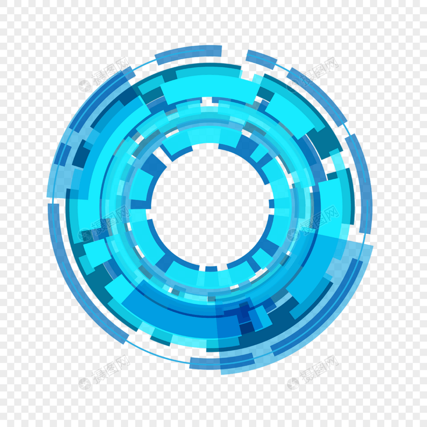 蓝色科技感未来时空圆环边框图片