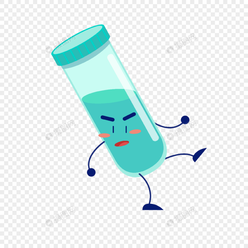 卡通可爱形象疫苗绿色药水容器瓶子图片