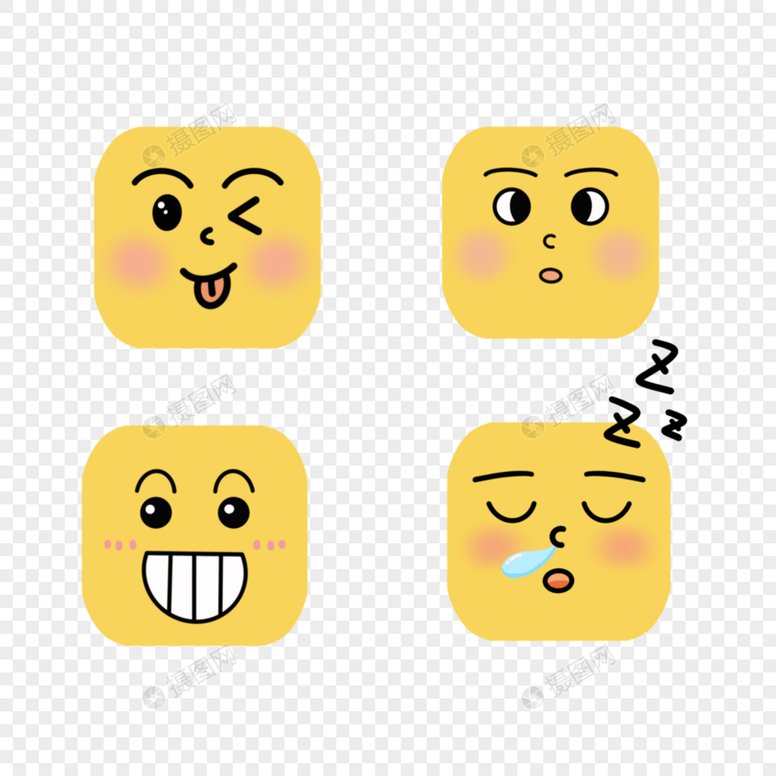 卡通方形emoji表情图案图片
