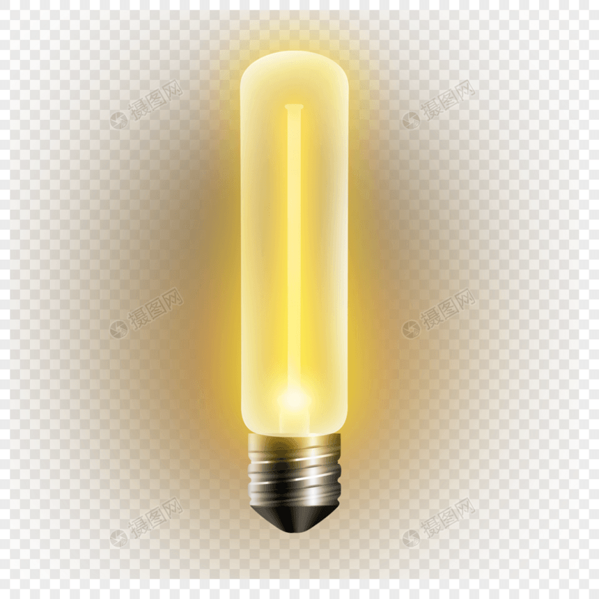 金黄色长条形状光效创意灯泡图片