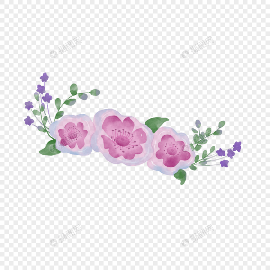 紫色水彩花卉花朵植物图片