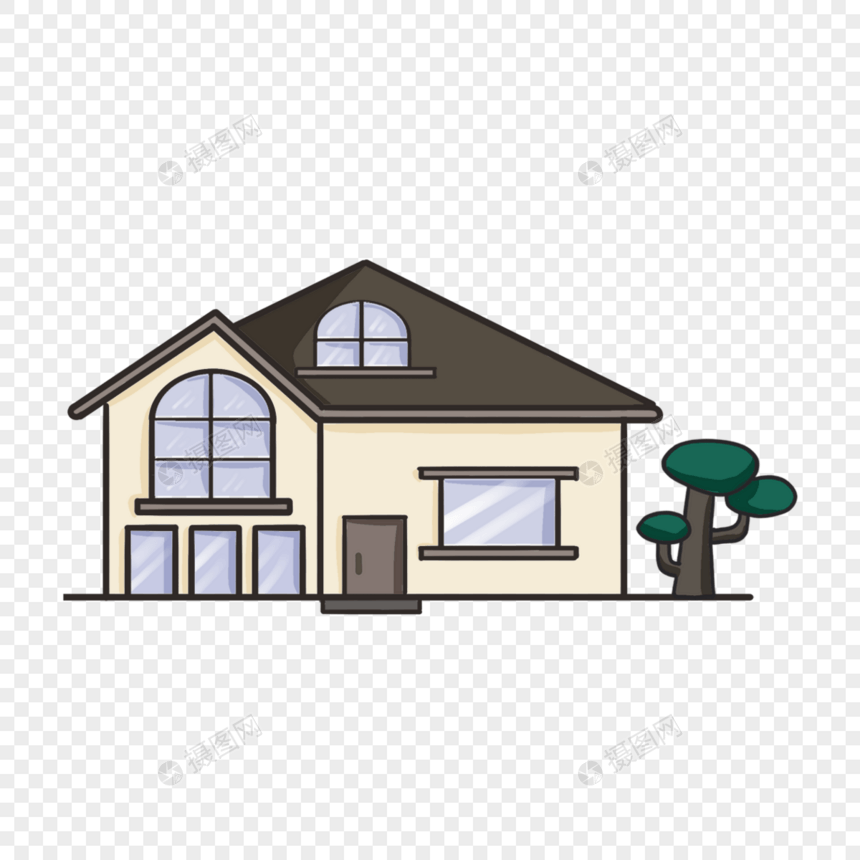 卡通家庭斜顶房子图片
