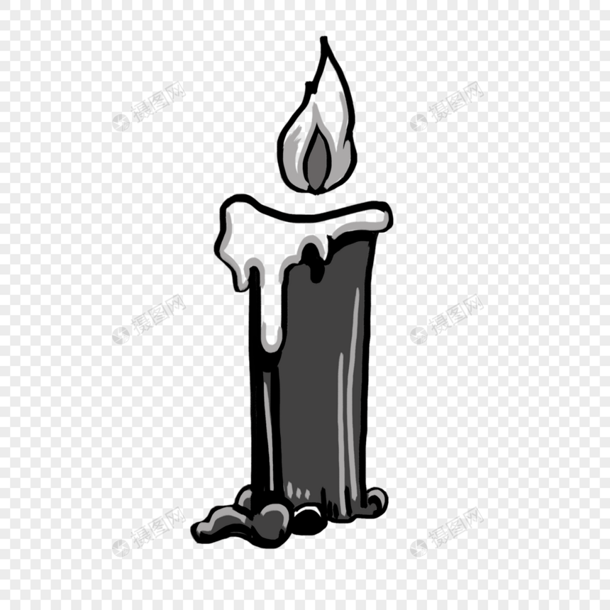 燃烧的蜡烛创意黑白单色涂鸦图片