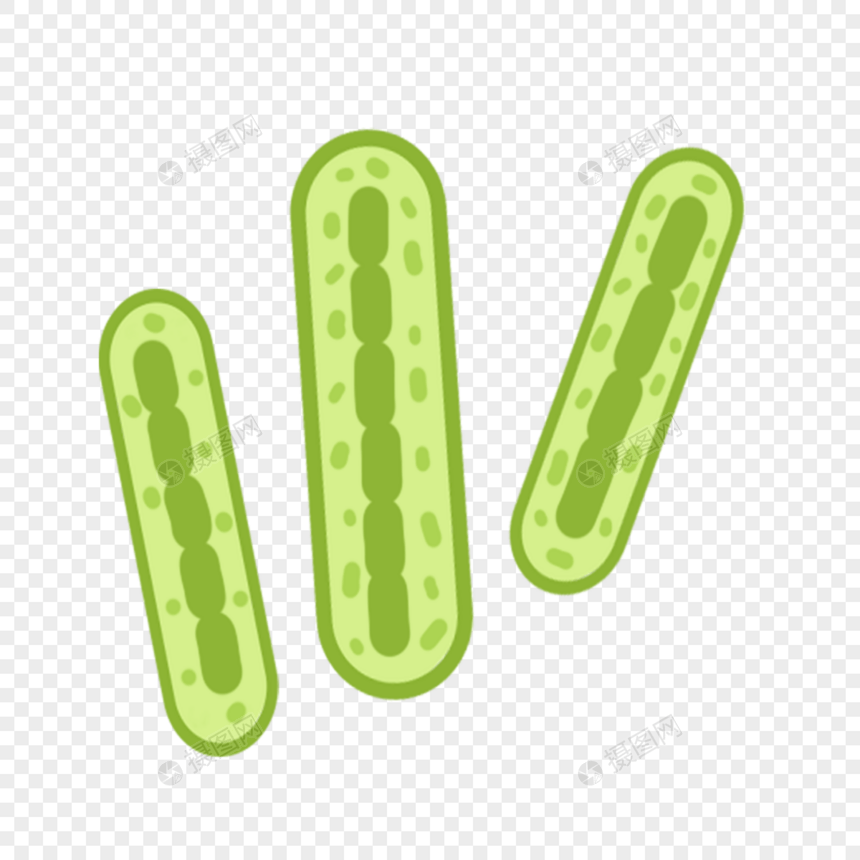 三个绿色简约形状卡通细菌图片