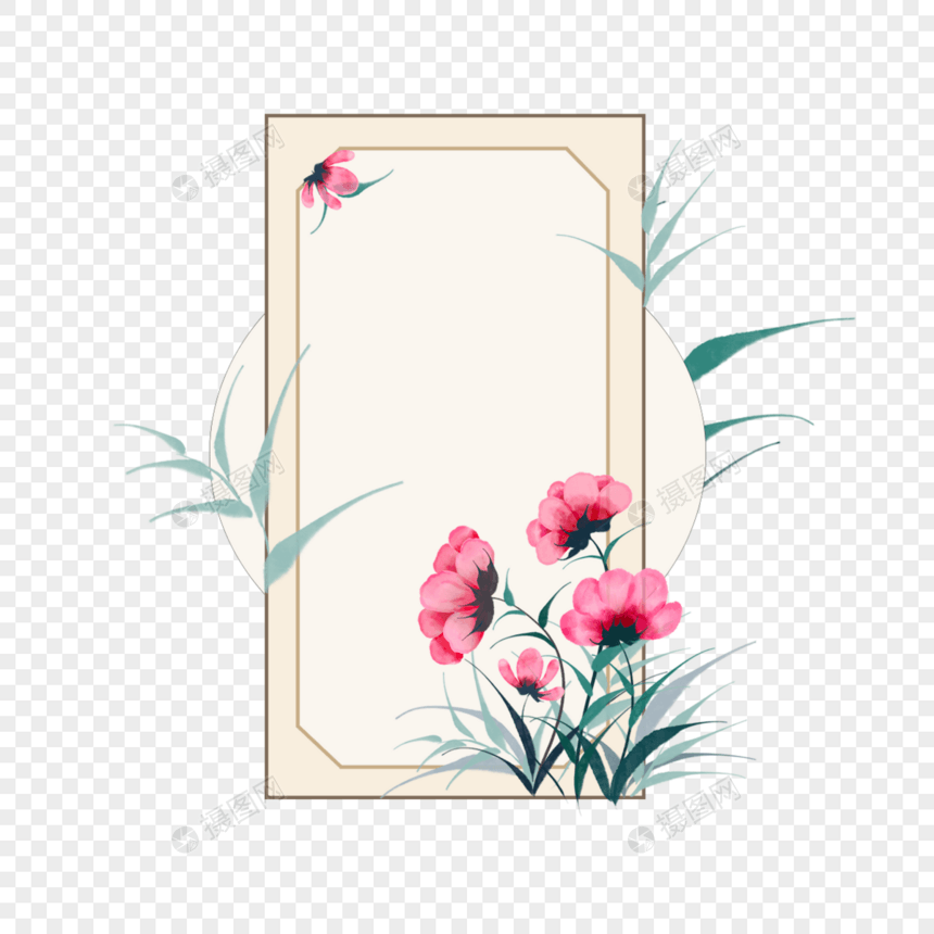 复古水彩花卉边框图片