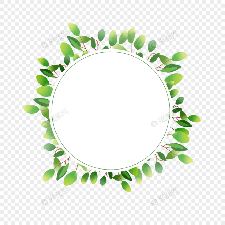 水彩尤加利叶婚礼圆形边框图片