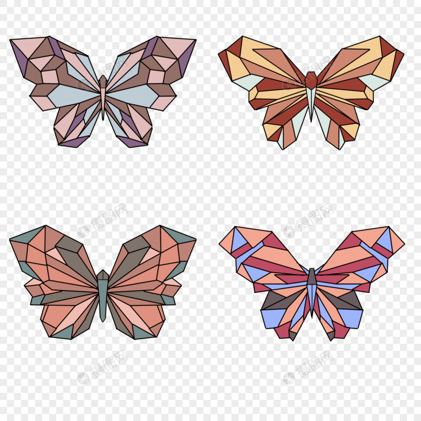 一套多边形彩色蝴蝶图片