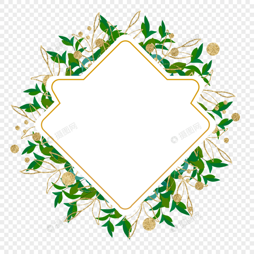 婚礼金枝树叶边框美丽图片