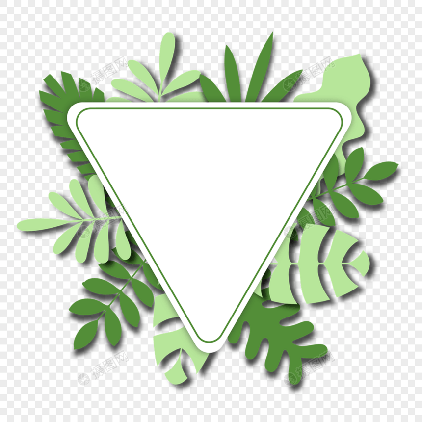 夏季剪纸热带树叶三角形边框图片