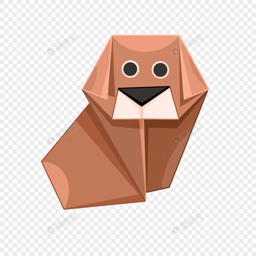 棕色小狗创意折纸动物图片