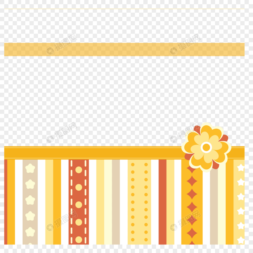 花朵装饰黄色条纹婴儿可爱边框图片
