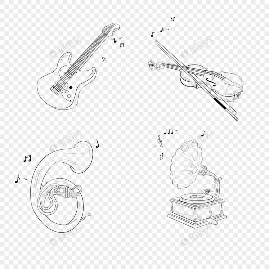 线稿音乐器材图片