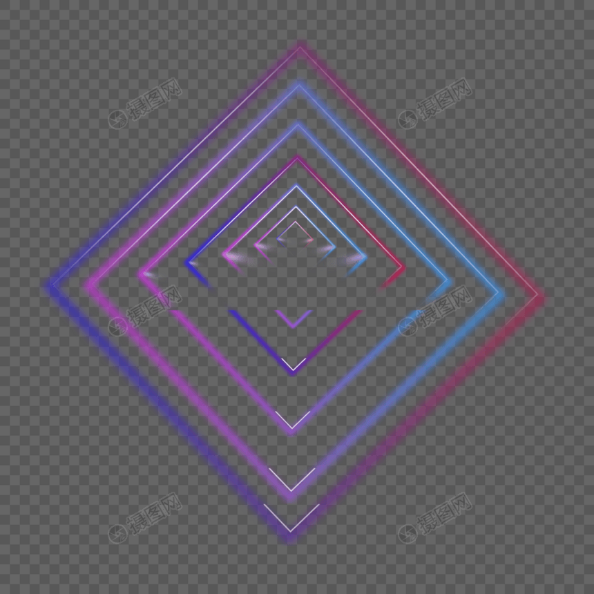 彩色霓虹回字形螺旋元素图片