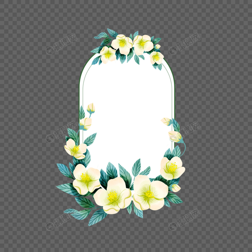 椭圆形茉莉花卉边框图片