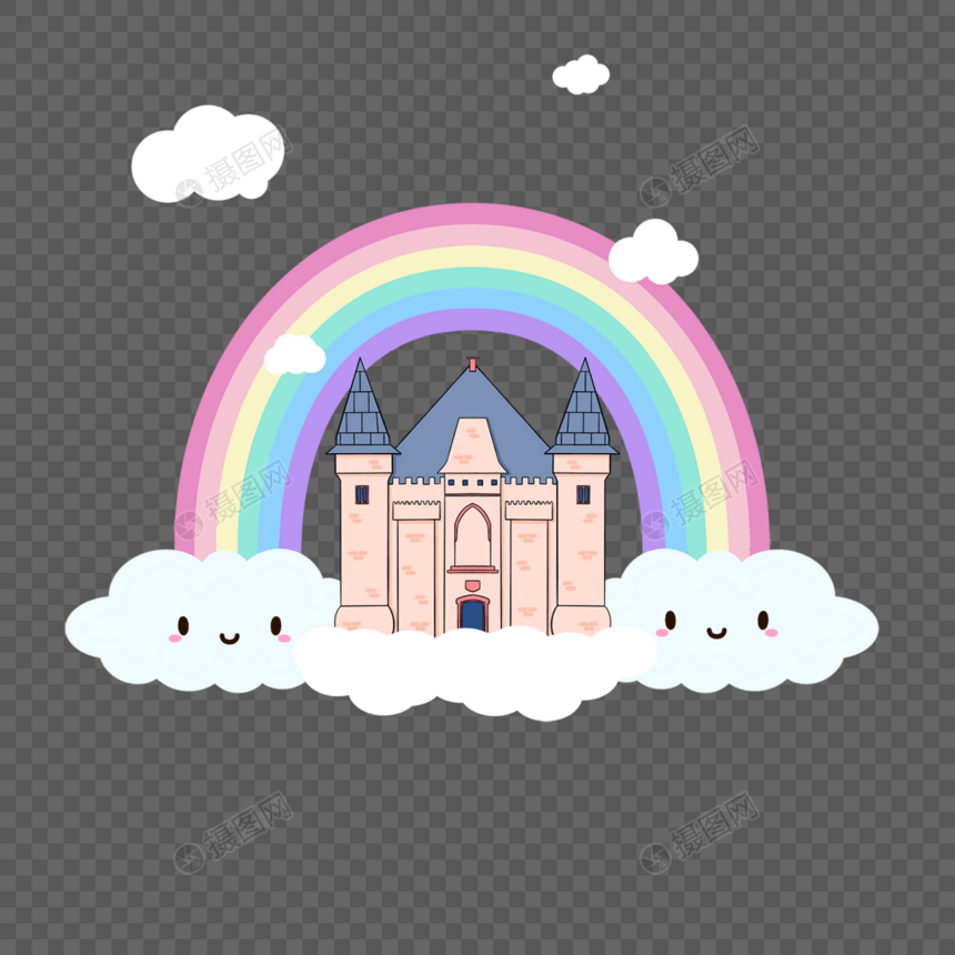 可爱彩虹卡通城堡图片