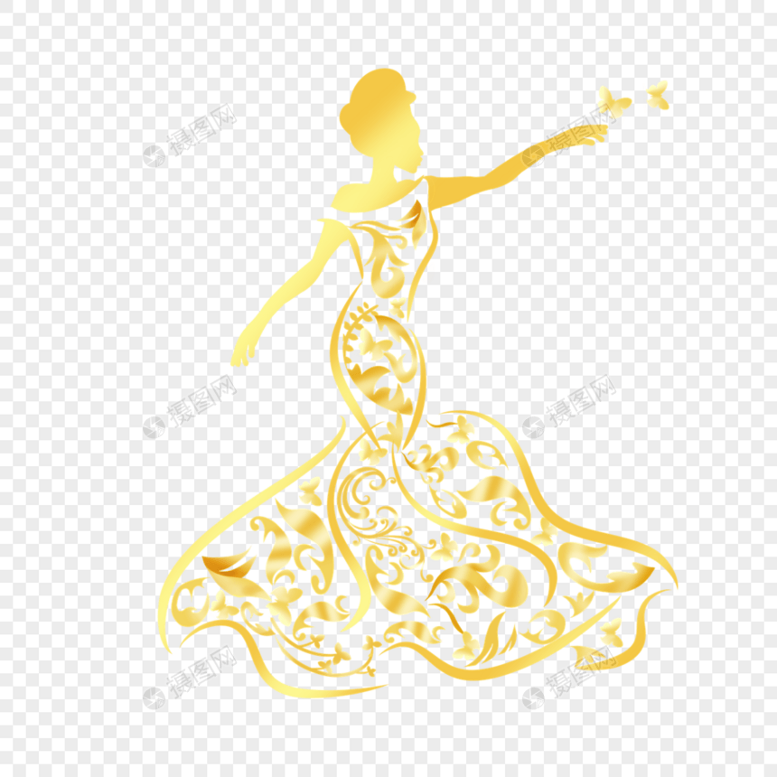 新娘抽象金色婚纱跳舞图片