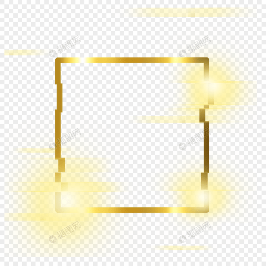边框故障方形光效渐变金色图片