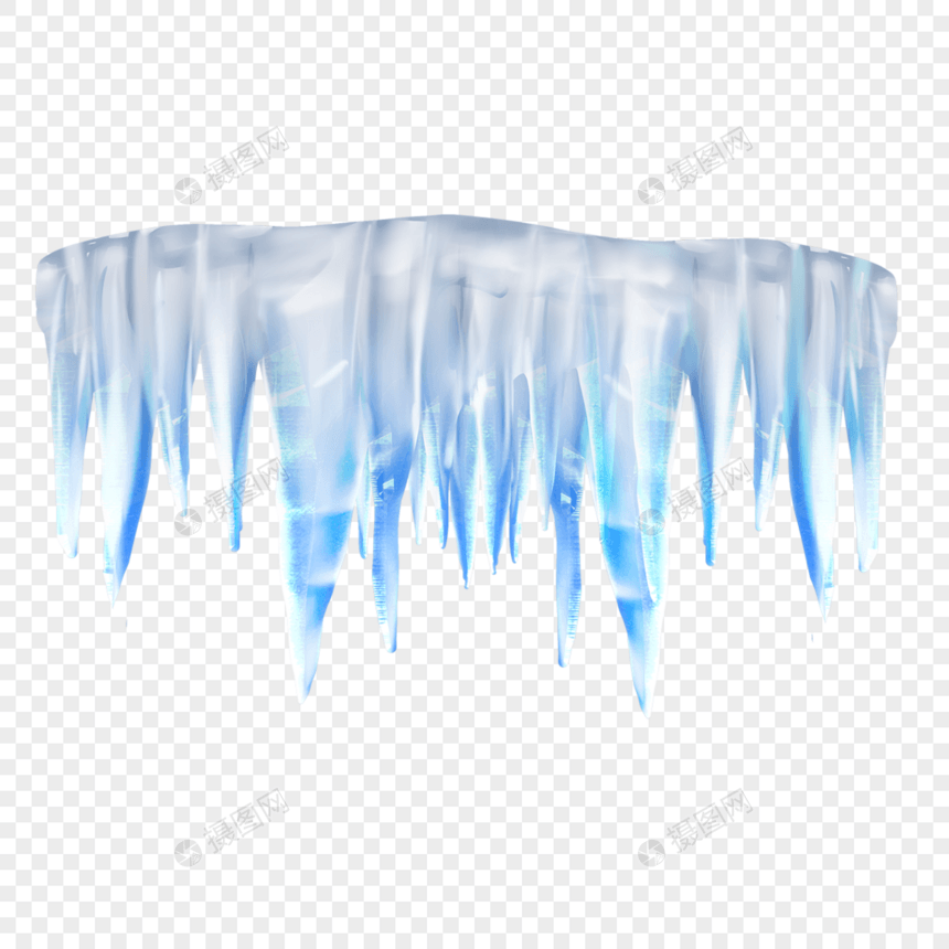 冰柱屋檐透明蓝色冰块图片