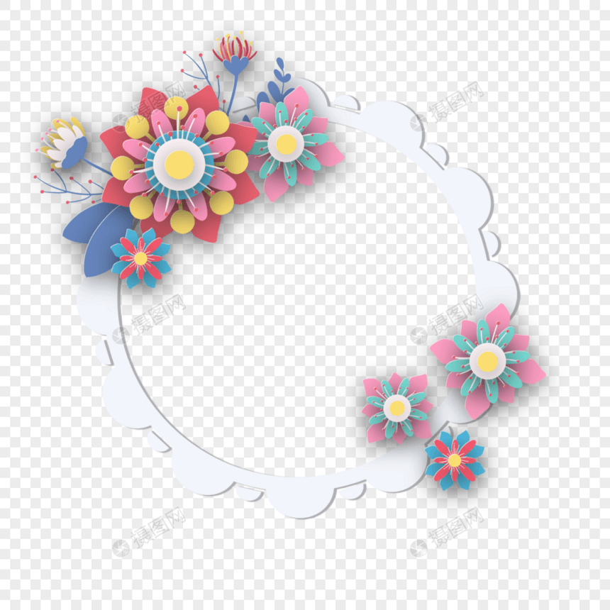 剪纸花卉创意边框图片