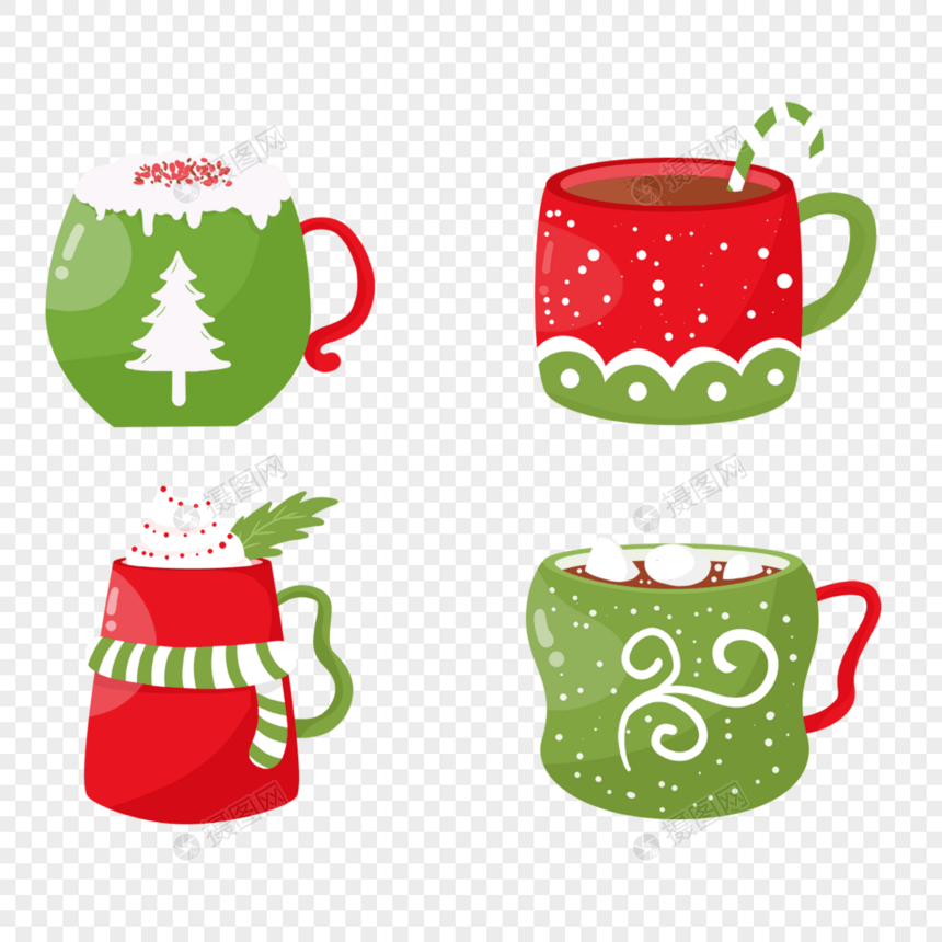杯子热饮圣诞卡通圣诞树围巾图片