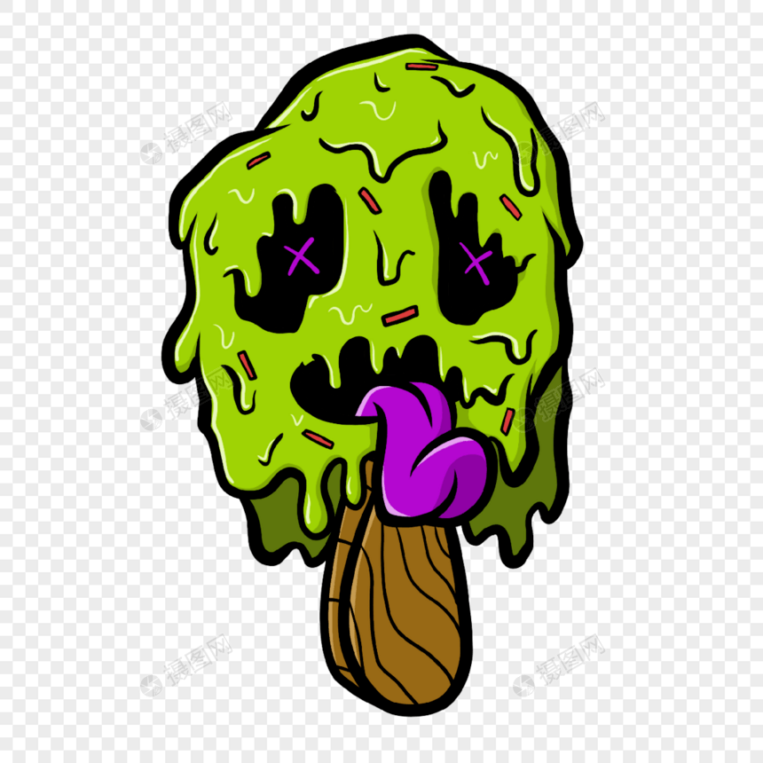 怪物甜品波普嘻风格绿色图片