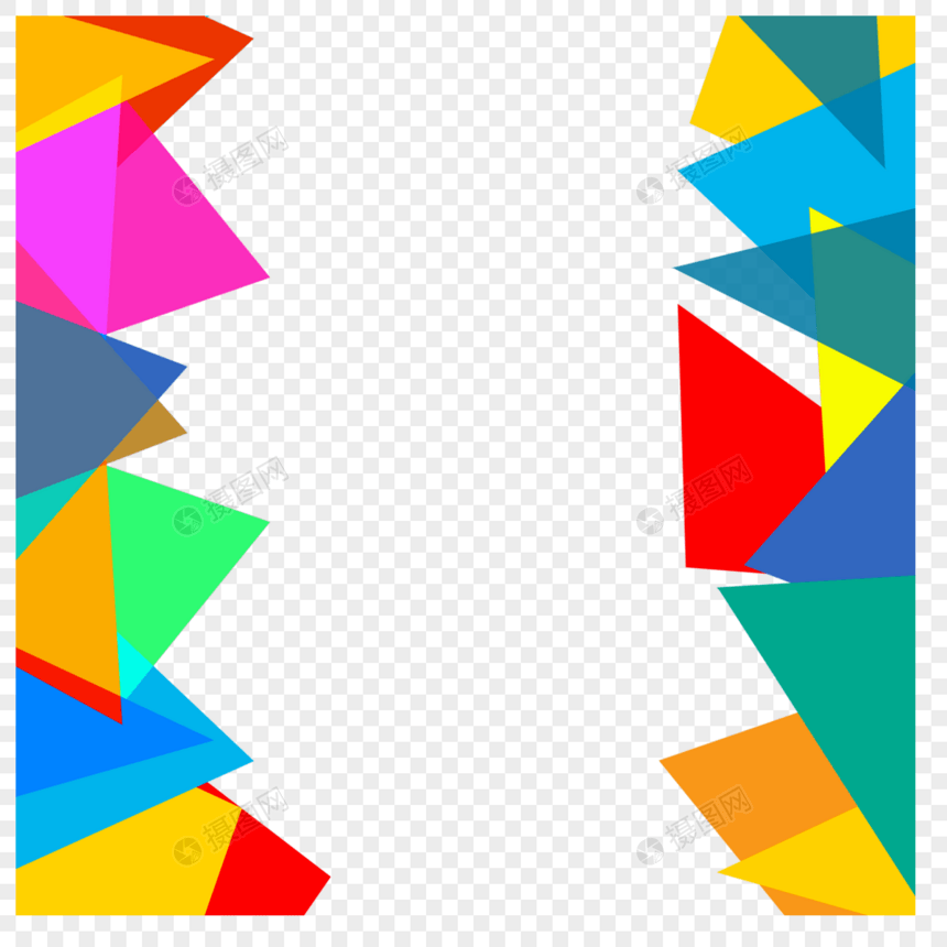 商务科技彩色三角几何图形边框图片