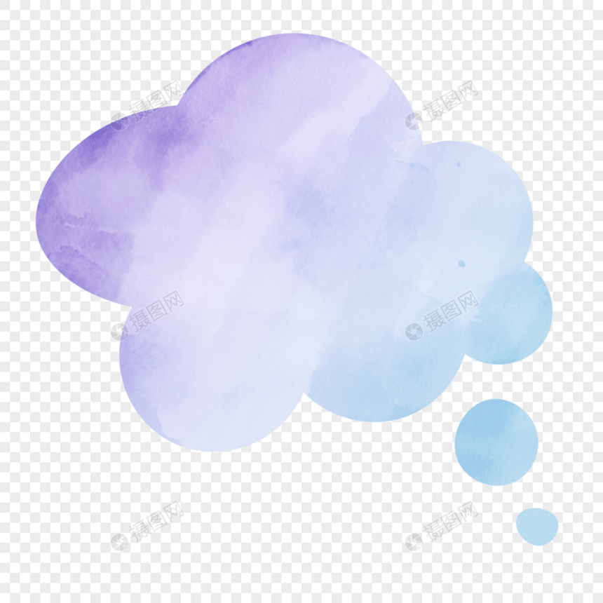 笔刷蓝紫色渐变水彩云朵图片