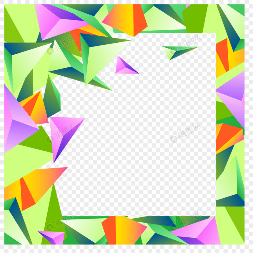 彩色拼接三角twibbon几何渐变抽象边框图片