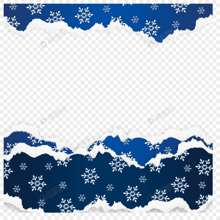 蓝灰色底纹雪花撕纸剪纸边框图片