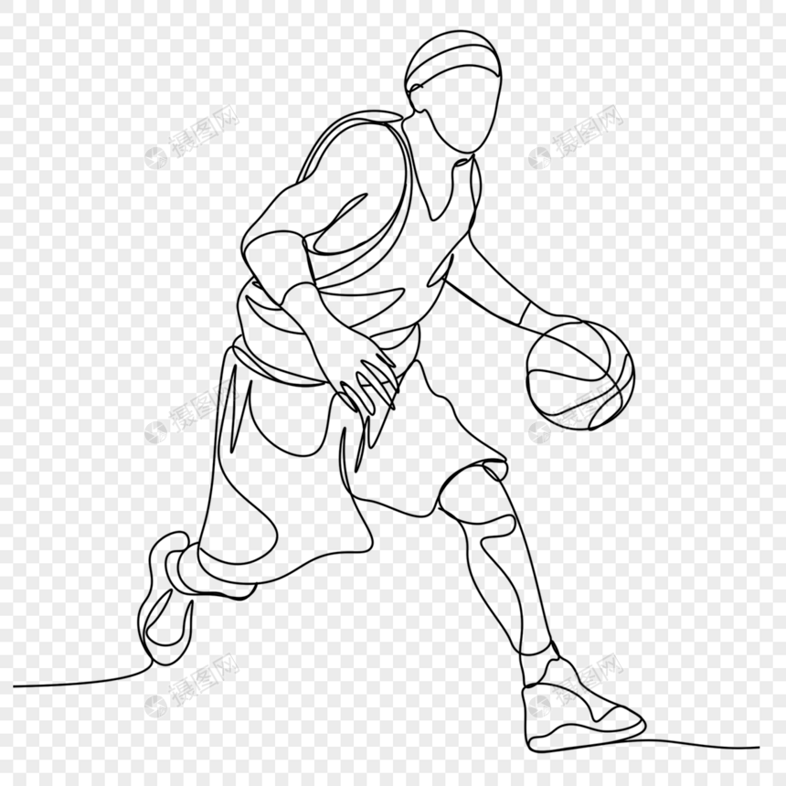 艺术线条画男生篮球运动员图片