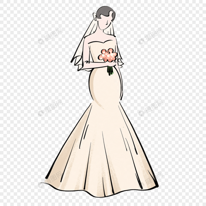 米色婚纱抽象女人图片