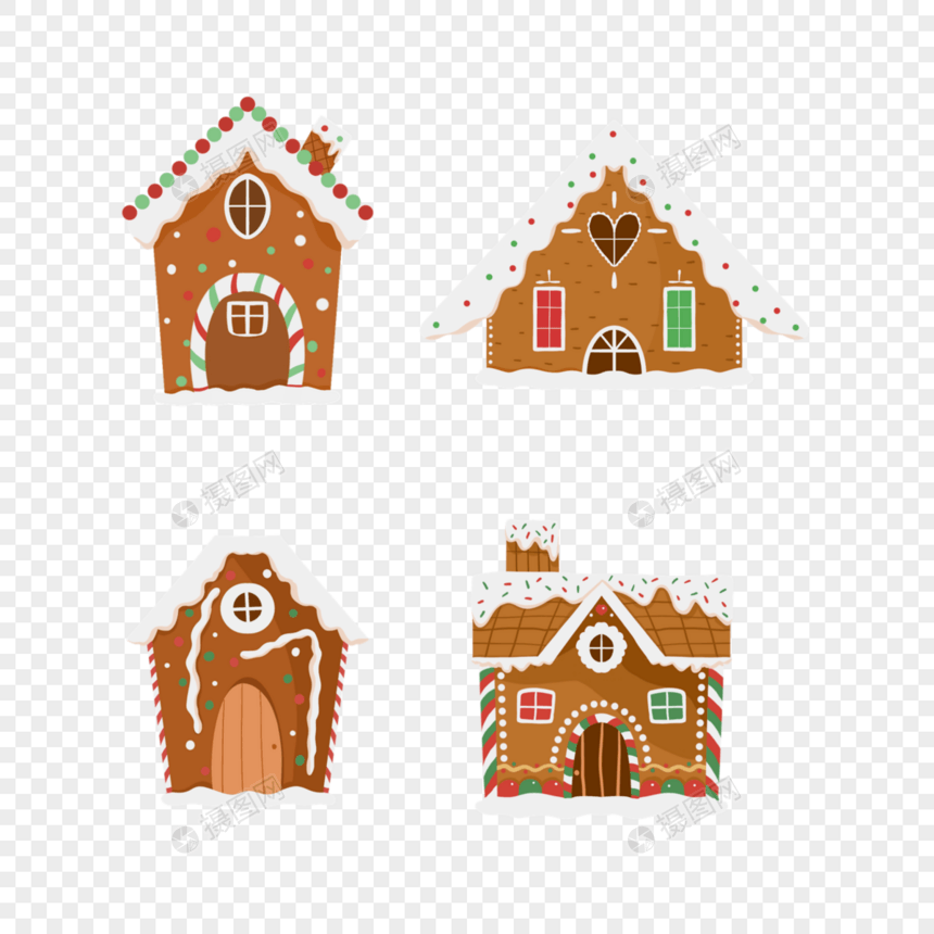 卡通圣诞冬季房子图片