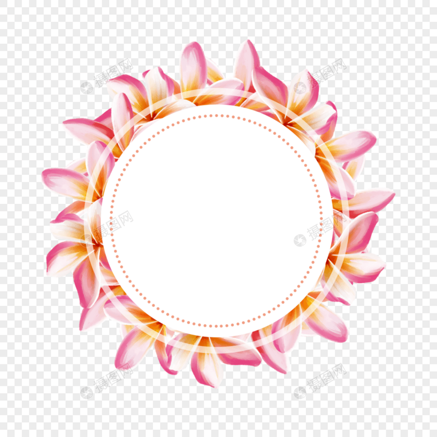 夏季水彩鸡蛋花粉色边框图片