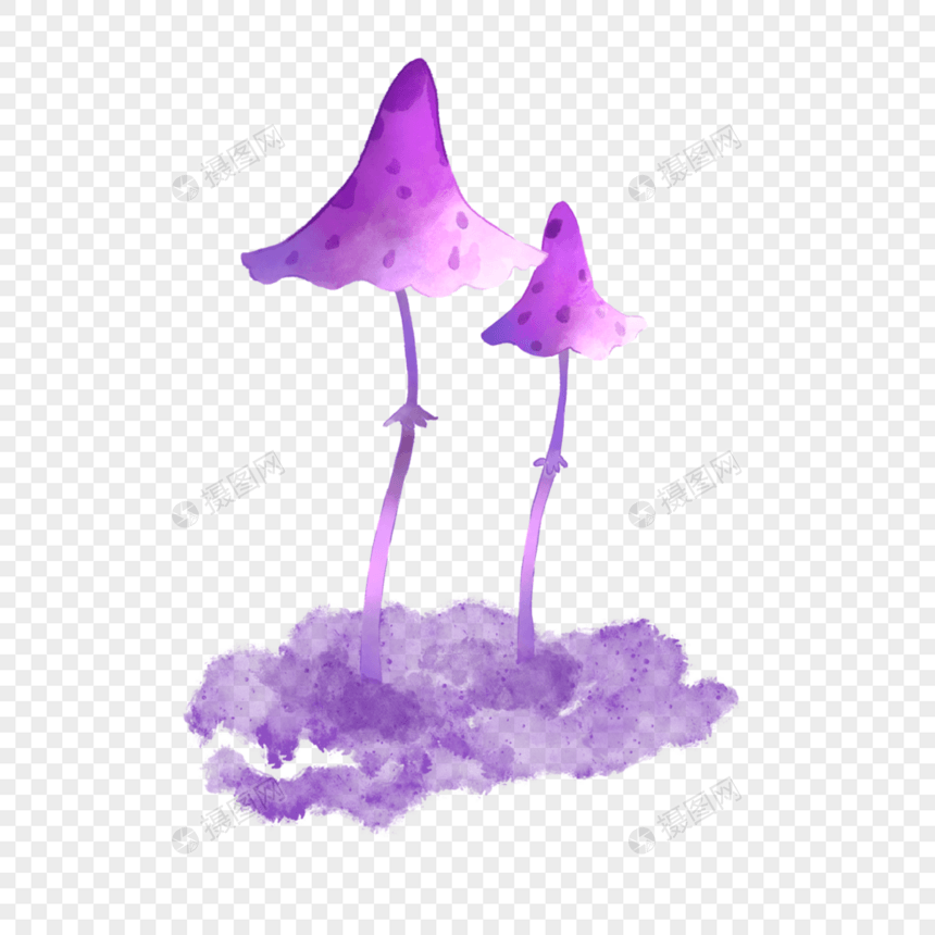 紫色童话水彩蘑菇图片