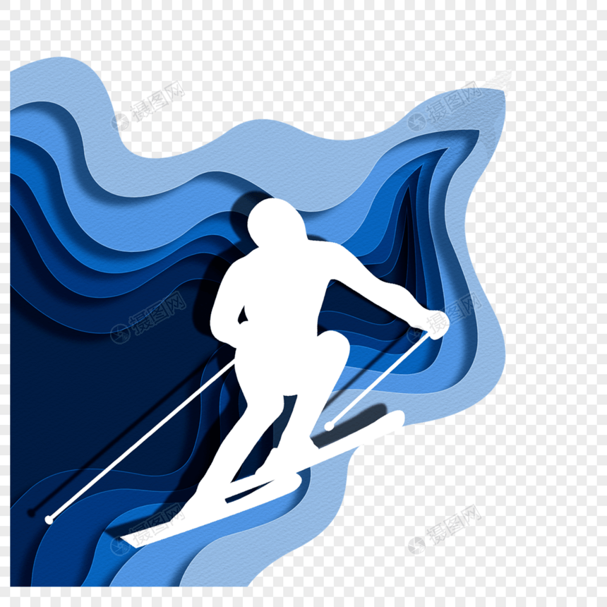 抽象剪纸奥林匹克运动滑雪图片