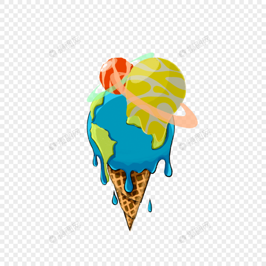 三颗球星球冰淇淋蛋筒图片
