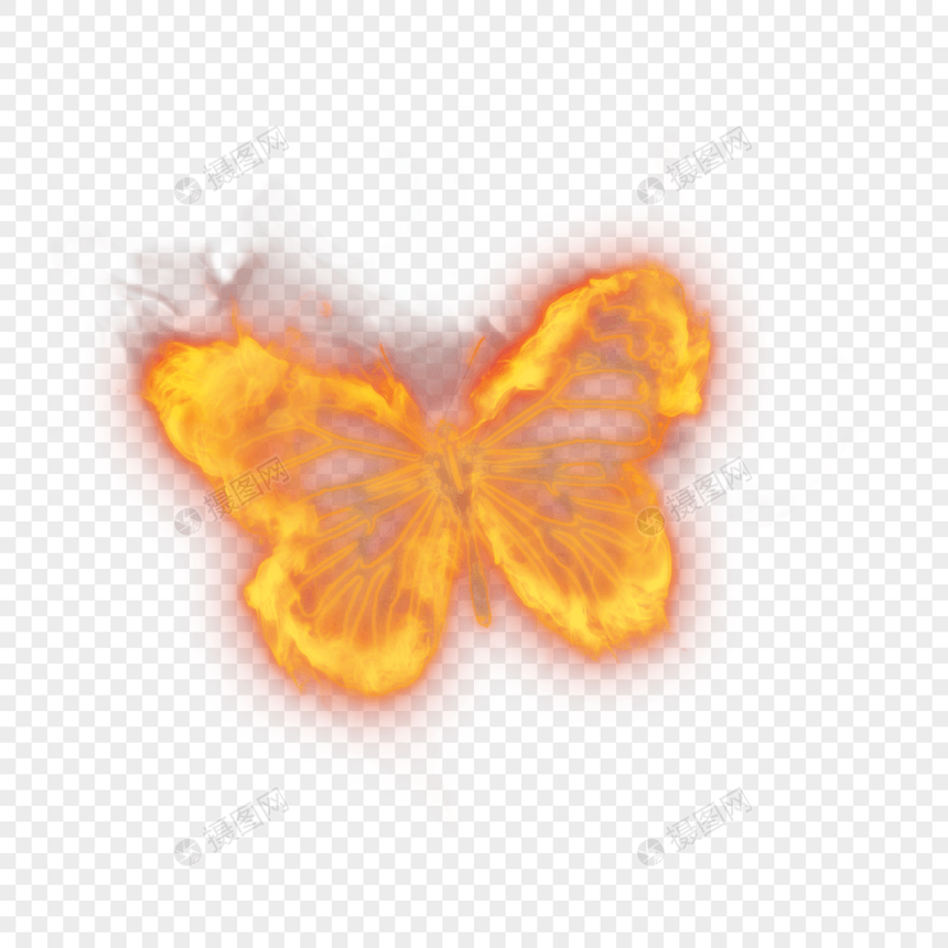 黄色飞翔燃烧火焰蝴蝶图片