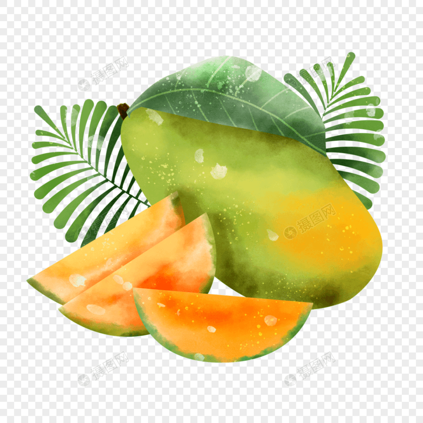 水彩芒果热带水果图片