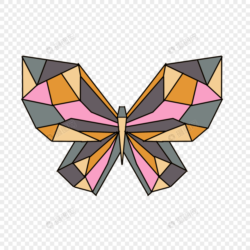 抽象多彩拼接立体几何蝴蝶图片