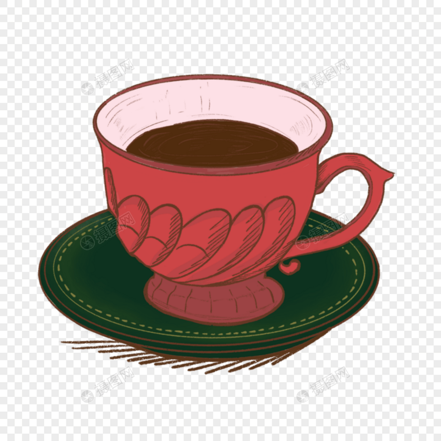 咖啡器具红色咖啡杯图片