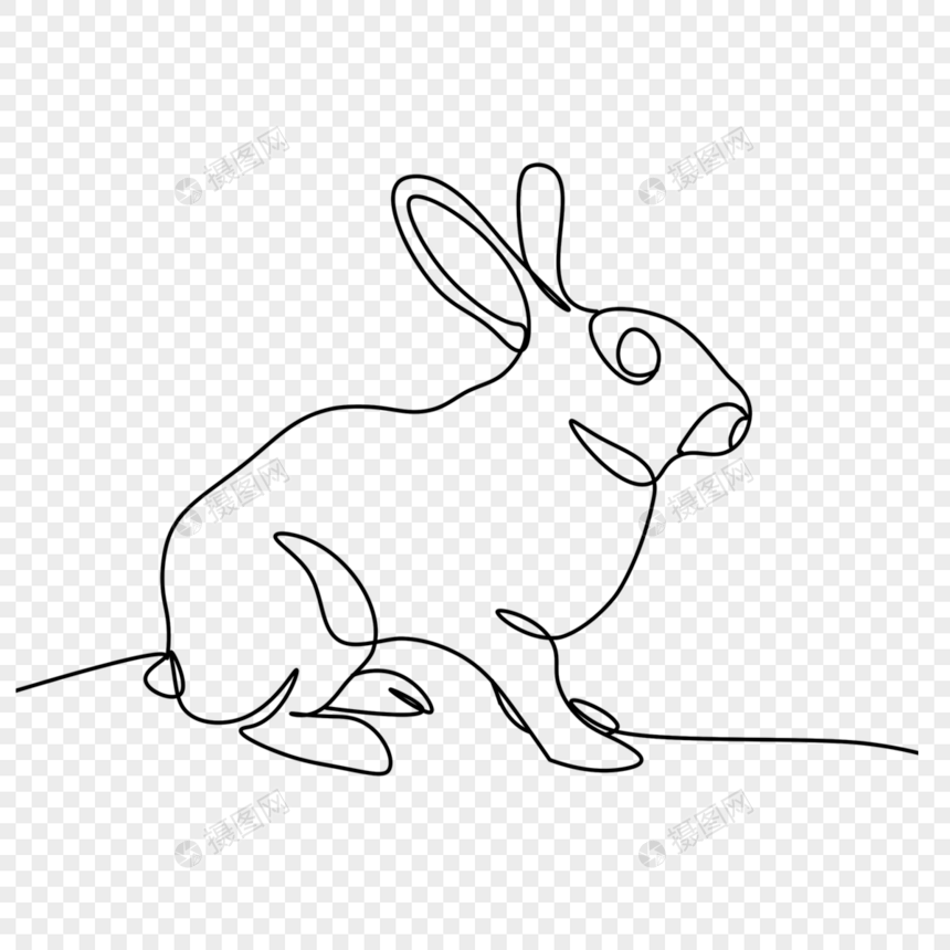 艺术线条画兔子图片
