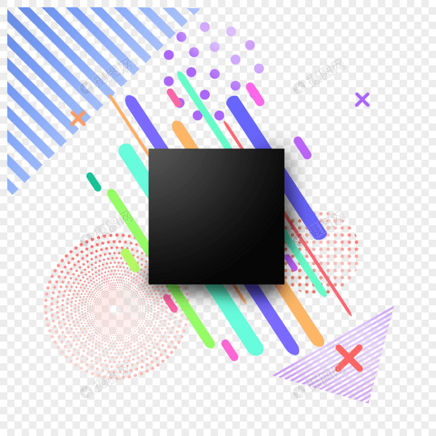 彩色符号与黑色正方形组合对话框图片